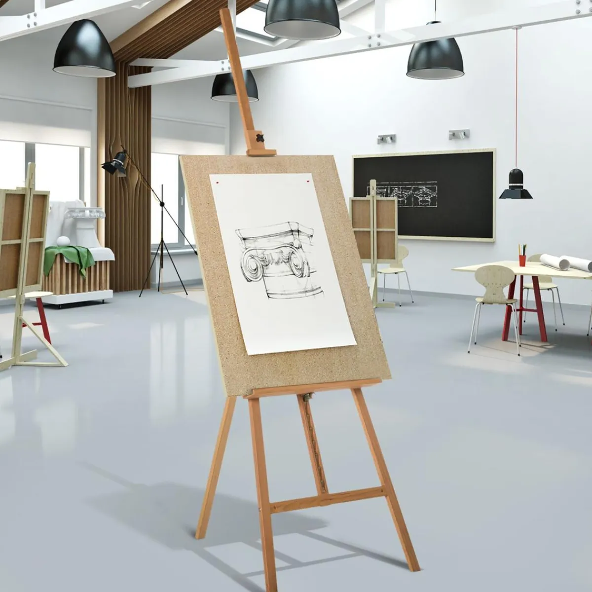 Homcom Arte Y Manualidades*- Caballete de pintura de madera