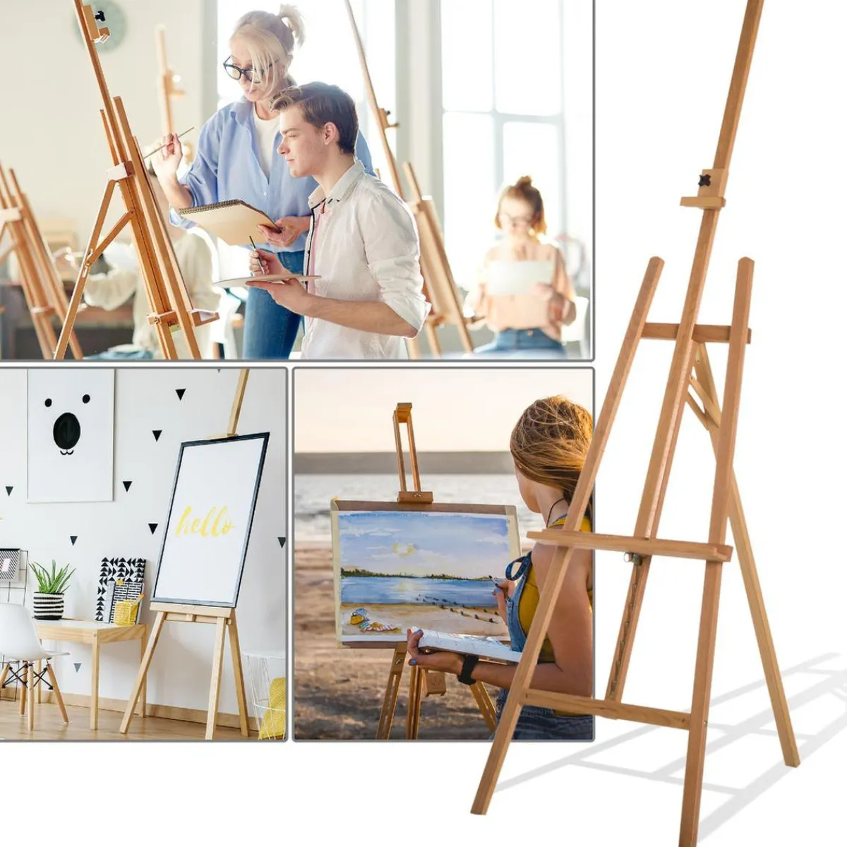 Homcom Arte Y Manualidades*- Caballete de pintura de madera