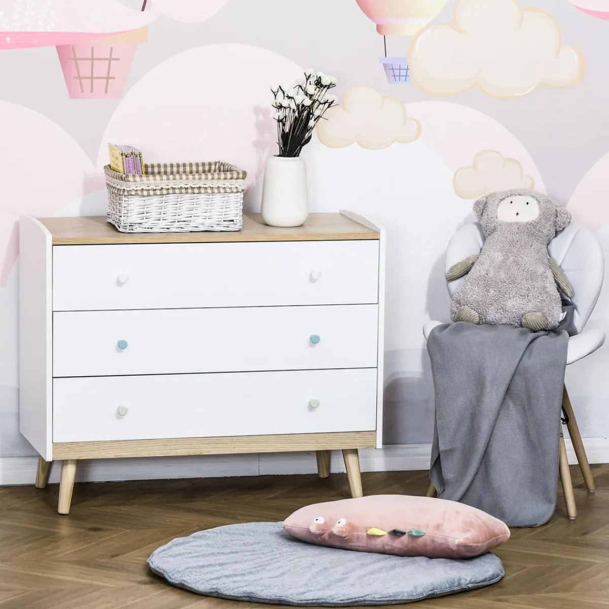 Homcom Estilo De Vida*- Cajonera infantil con 3 cajones