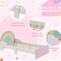 Homcom Estilo De Vida*- Cama infantil arcoíris Rosa
