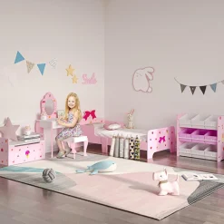 Homcom Estilo De Vida*- Cama infantil corazones Rosa
