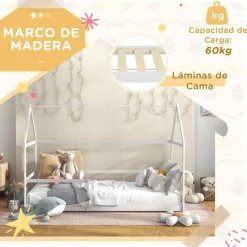AIYAPLAY Estilo De Vida*Homcom - Cama infantil en forma de casa Blanco