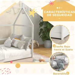 AIYAPLAY Estilo De Vida*Homcom - Cama infantil en forma de casa Blanco