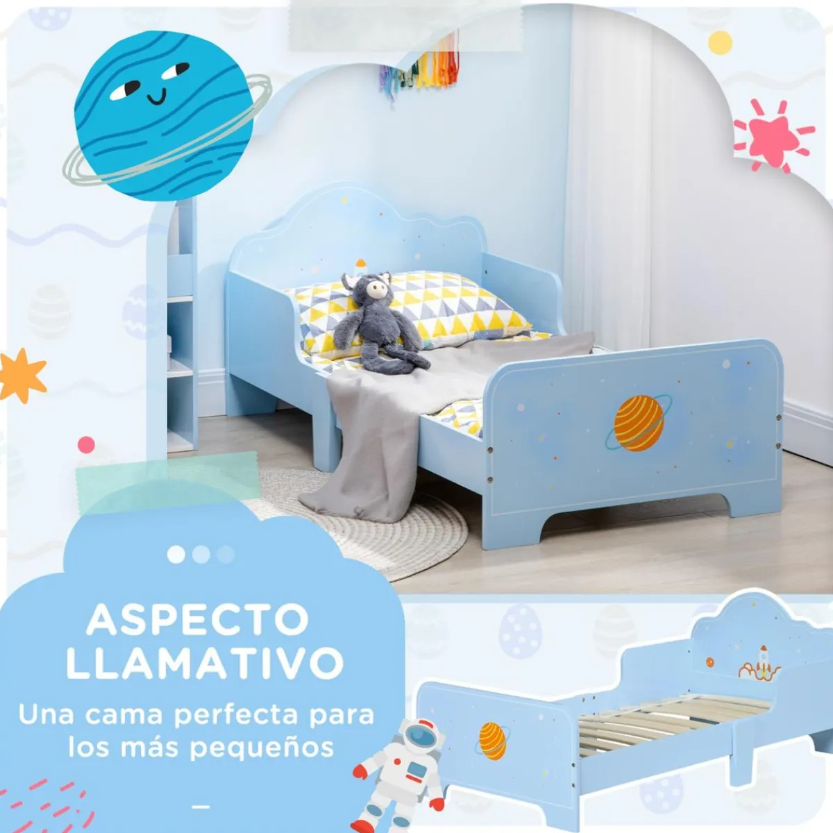 Homcom Estilo De Vida*- Cama infantil espacio Azul