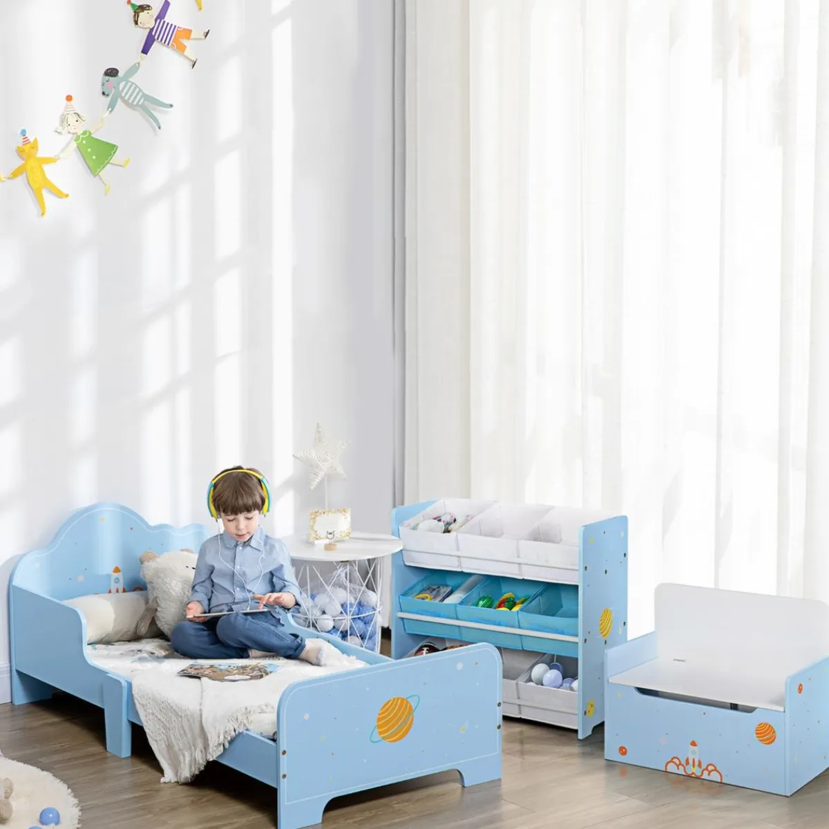 Homcom Estilo De Vida*- Cama infantil espacio Azul