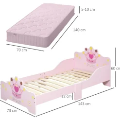 Homcom Estilo De Vida*- Cama infantil Madera Rosa