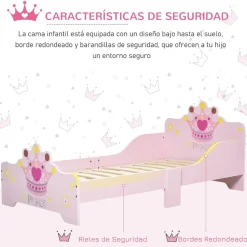 Homcom Estilo De Vida*- Cama infantil Madera Rosa