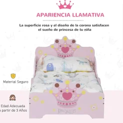 Homcom Estilo De Vida*- Cama infantil Madera Rosa