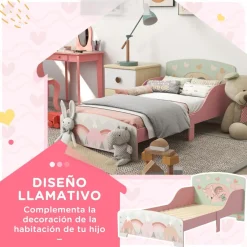 Homcom Estilo De Vida*- Cama infantil Montañas Rosa