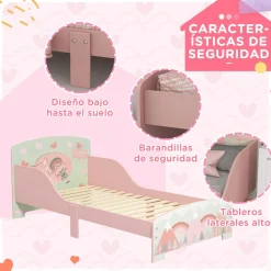 Homcom Estilo De Vida*- Cama infantil Montañas Rosa