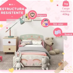 Homcom Estilo De Vida*- Cama infantil Montañas Rosa