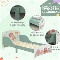 Homcom Estilo De Vida*- Cama infantil Montañas Verde