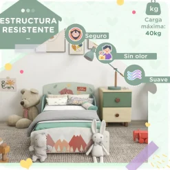 Homcom Estilo De Vida*- Cama infantil Montañas Verde