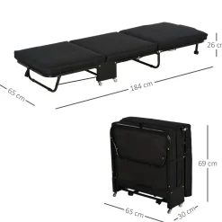 Homcom Estilo De Vida*- Cama plegable con cabecera ajustable Negro
