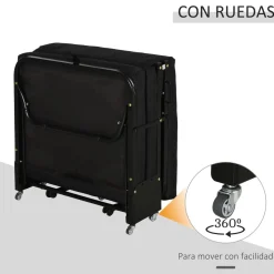 Homcom Estilo De Vida*- Cama plegable con cabecera ajustable Negro