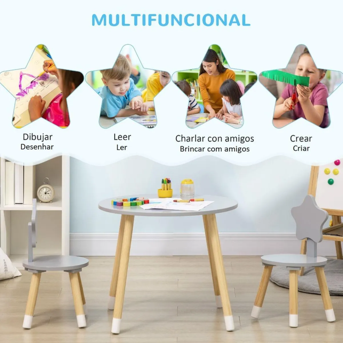 Homcom Estilo De Vida*- Conjunto de mesa y dos sillas estrella