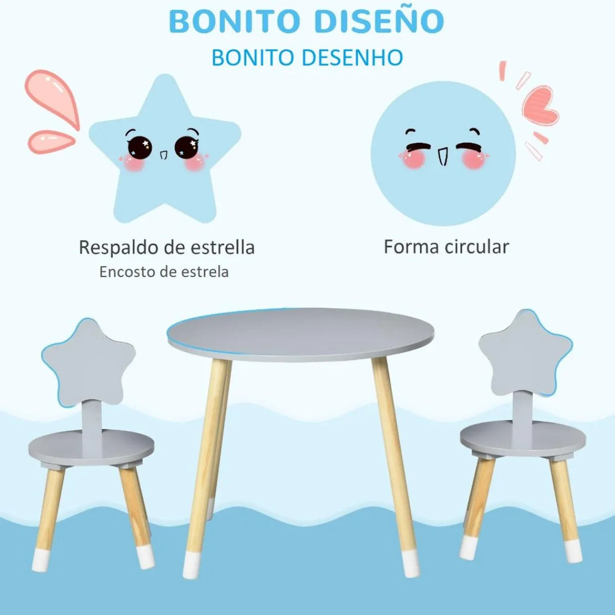 Homcom Estilo De Vida*- Conjunto de mesa y dos sillas estrella