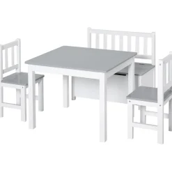 Homcom Estilo De Vida*- Conjunto Infantil Mesa + Banco + 2 sillas madera