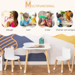 Homcom Estilo De Vida*- Conjunto Mesa + 2 Sillas infantiles Madera