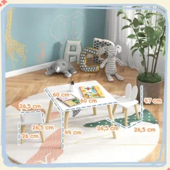 AIYAPLAY Estilo De Vida*Homcom - Conjunto Mesa + 2 sillas Madera