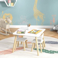 AIYAPLAY Estilo De Vida*Homcom - Conjunto Mesa + 2 sillas Madera