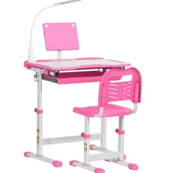Homcom Estilo De Vida*- Conjunto Pupitre reclinable + Silla Rosa