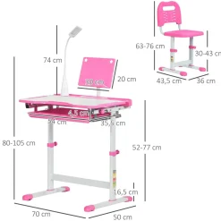 Homcom Estilo De Vida*- Conjunto Pupitre reclinable + Silla Rosa