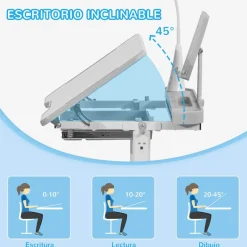 Homcom Estilo De Vida*- Conjunto Pupitre reclinable + Silla Gris