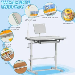 Homcom Estilo De Vida*- Conjunto Pupitre reclinable + Silla Gris