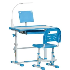 Homcom Estilo De Vida*- Conjunto Pupitre reclinable + Silla Azul