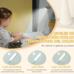 Homcom Estilo De Vida*- Conjunto Pupitre reclinable + Silla Gris con lámpara