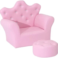Homcom Estilo De Vida*- Conjunto sillón + puff Rosa