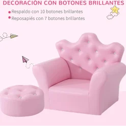 Homcom Estilo De Vida*- Conjunto sillón + puff Rosa