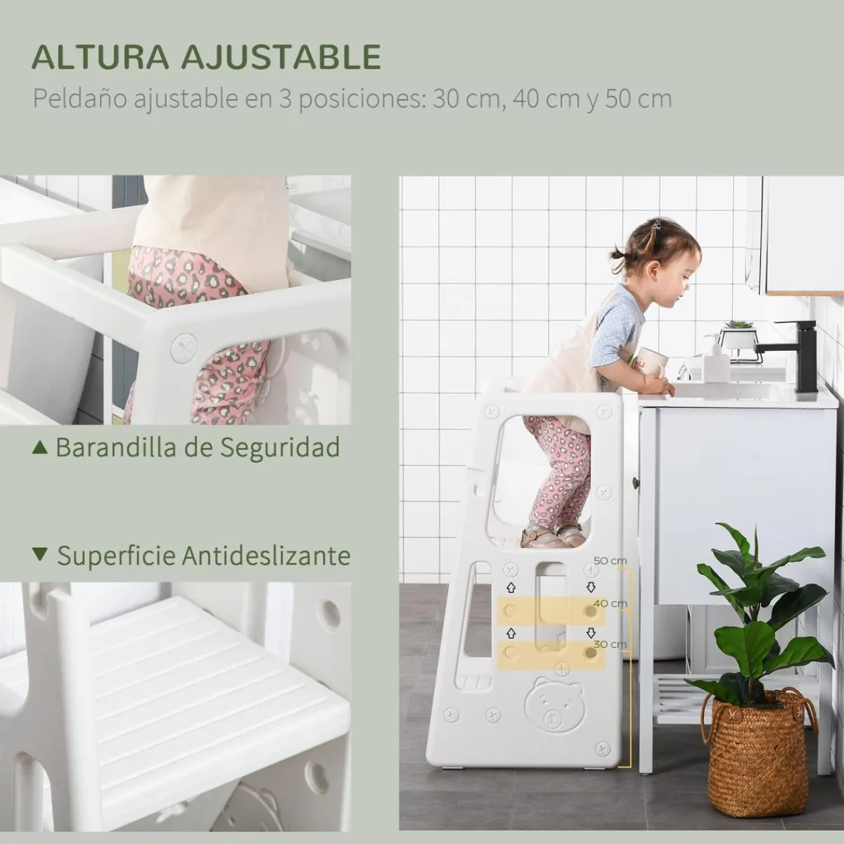 Homcom Estilo De Vida*- Escalón elevador Taburete aprendizaje