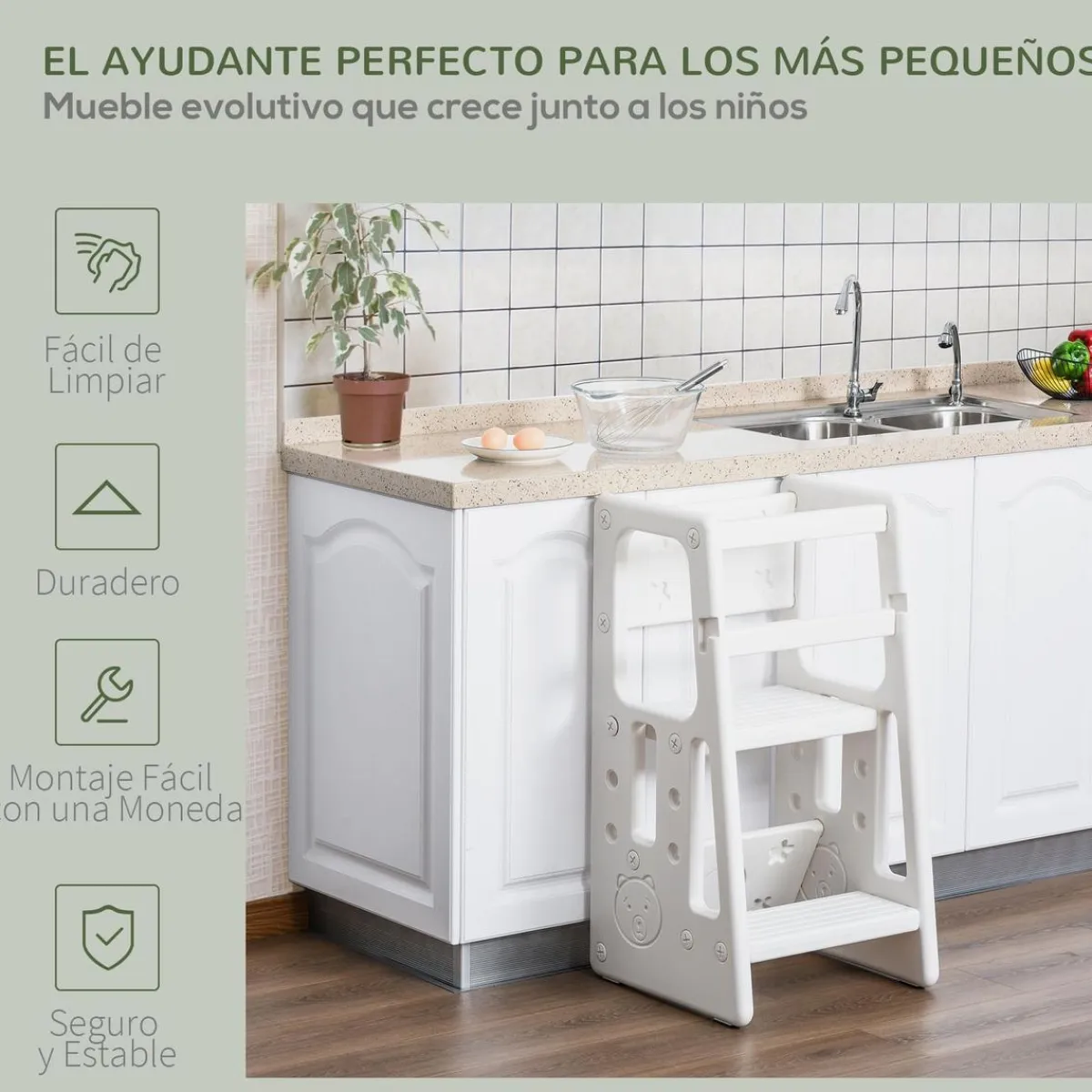 Homcom Estilo De Vida*- Escalón elevador Taburete aprendizaje