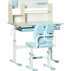 Homcom Estilo De Vida*- Escritorio con estante y silla ajustable Azul y Blanco