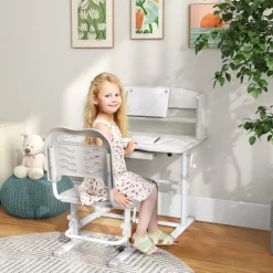 Homcom Estilo De Vida*- Escritorio y silla ajustable Gris y Blanco