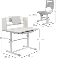 Homcom Estilo De Vida*- Escritorio y silla ajustable Gris y Blanco