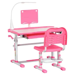 Homcom Estilo De Vida*- Escritorio y silla ajustables Rosa