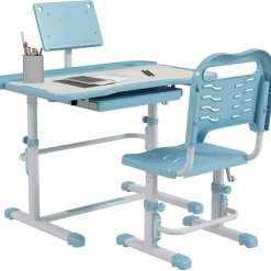 Homcom Estilo De Vida*- Escritorio y silla ajustable Azul y Blanco