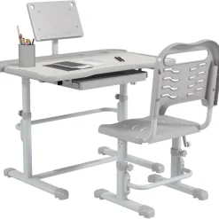 Homcom Estilo De Vida*- Escritorio y silla ajustable Gris y Blanco