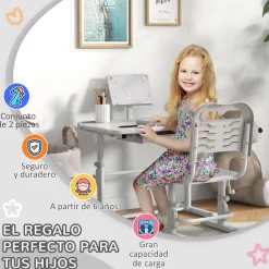 Homcom Estilo De Vida*- Escritorio y silla ajustable Gris y Blanco
