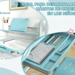 Homcom Estilo De Vida*- Escritorio y silla ajustable Azul y Blanco