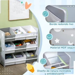 ZONEKIZ Estilo De Vida*Homcom - Estantería infantil con 9 cajas Gris