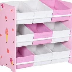 ZONEKIZ Estilo De Vida*Homcom - Estantería infantil con 9 cajas Rosa