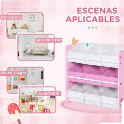 ZONEKIZ Estilo De Vida*Homcom - Estantería infantil con 9 cajas Rosa