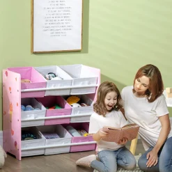 ZONEKIZ Estilo De Vida*Homcom - Estantería infantil con 9 cajas Rosa
