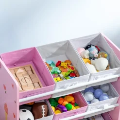 ZONEKIZ Estilo De Vida*Homcom - Estantería infantil con 9 cajas Rosa