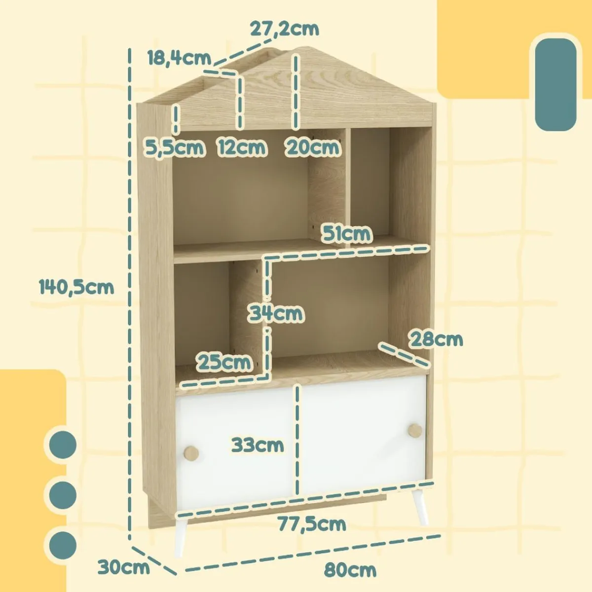 AIYAPLAY Estilo De Vida*Homcom - Estantería infantil madera