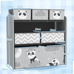 ZONEKIZ Estilo De Vida*Homcom - Estantería para juguetes 6 cajas tela Gris